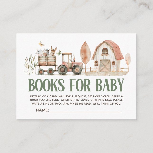 Farm Animals Tractor Barn Books Baby Enclosure Card (Front)