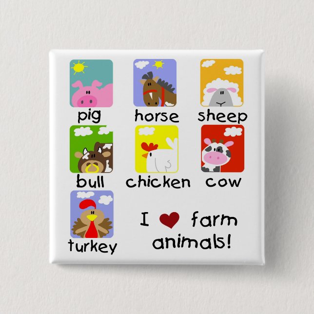 Farm Animals Tshirts and Gifts 15 Cm Square Badge (Front)