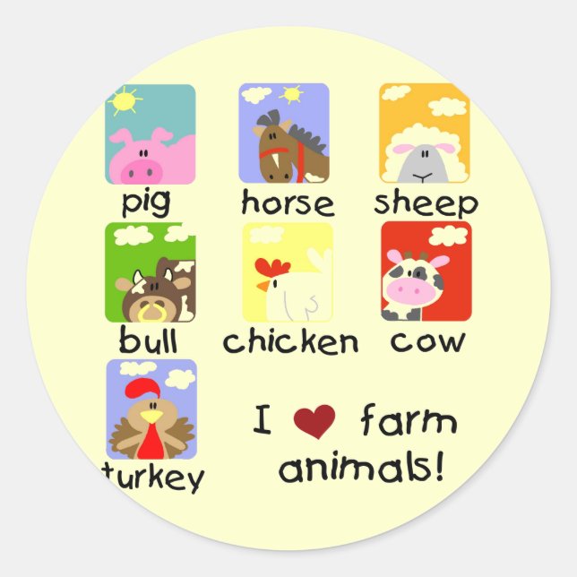 Farm Animals Tshirts and Gifts Classic Round Sticker (Front)