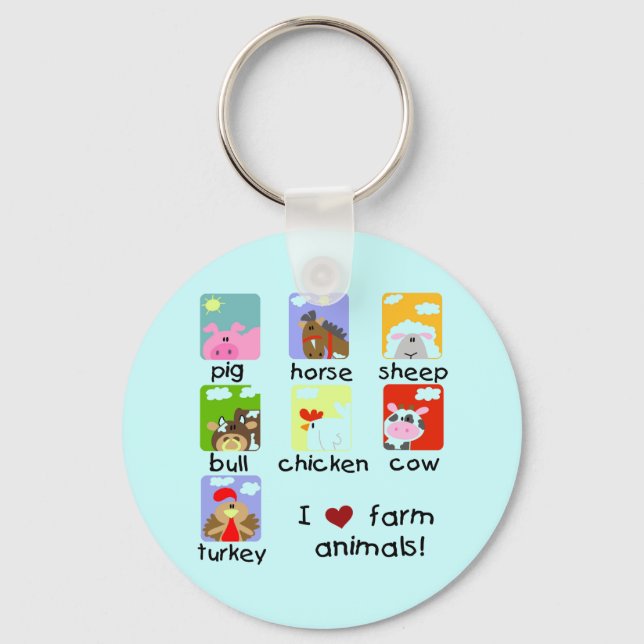Farm Animals Tshirts and Gifts Key Ring (Front)