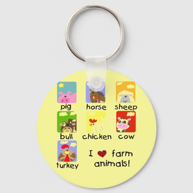 Farm Animals Tshirts and Gifts Key Ring (Front)