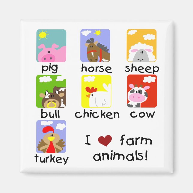 Farm Animals Tshirts and Gifts Magnet (Front)