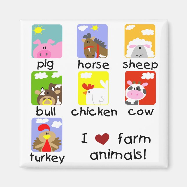 Farm Animals Tshirts and Gifts Magnet (Front)
