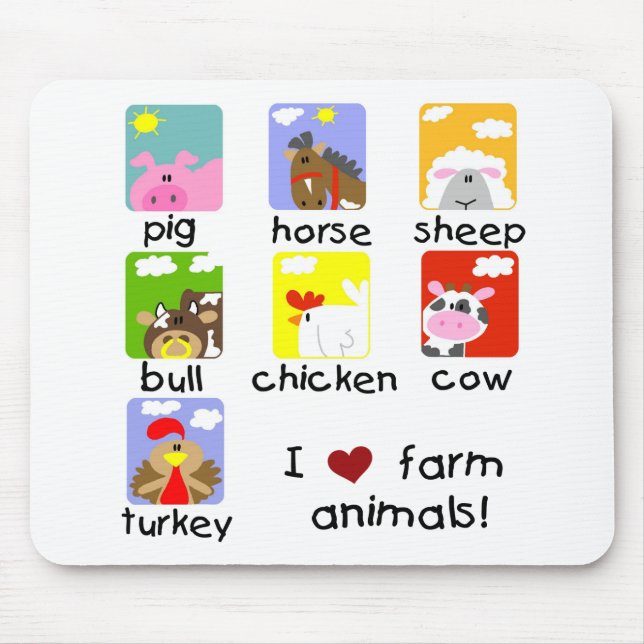 Farm Animals Tshirts and Gifts Mouse Mat (Front)