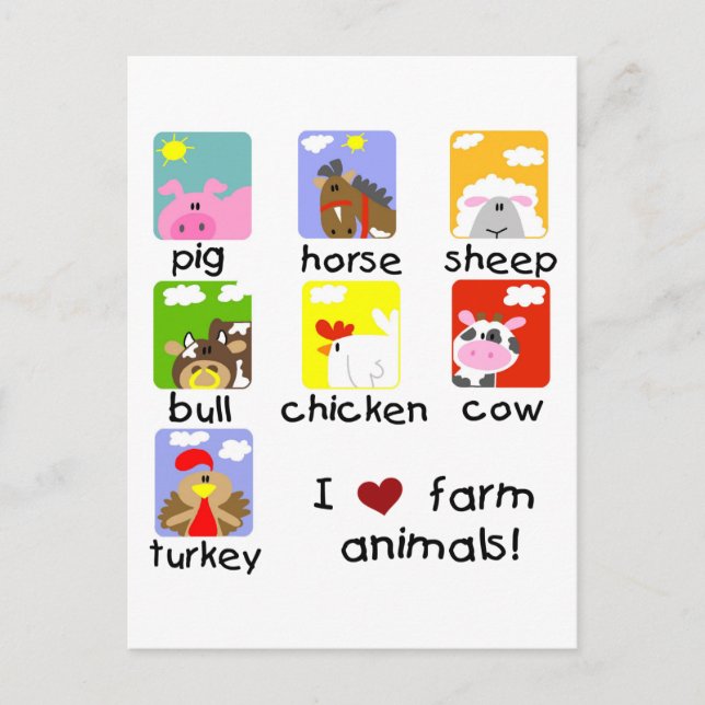 Farm Animals Tshirts and Gifts Postcard (Front)