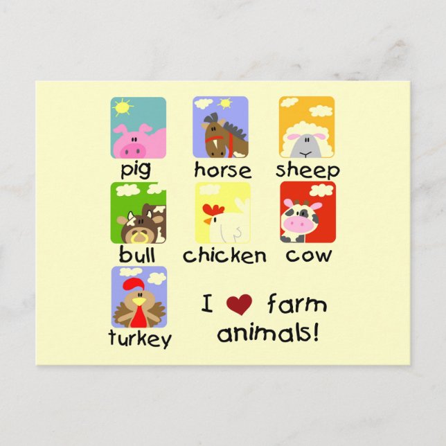 Farm Animals Tshirts and Gifts Postcard (Front)