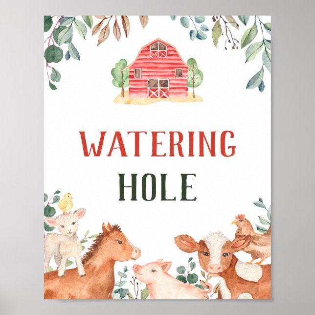 Farm Animals Watering Hole Sign (Front)