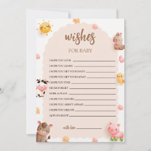 Farm Animals Wishes for Baby Game Card 