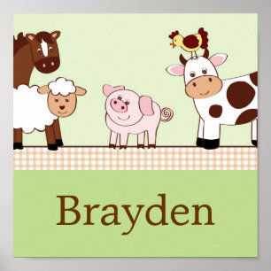 Farm Babies Animals Personalised Name Art Print