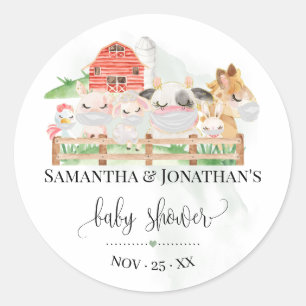 Farm baby animal baby shower Woodland Animal favou Classic Round Sticker