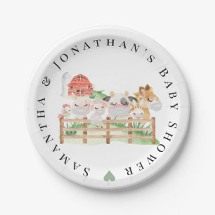 Farm Baby Animals Baby Shower Paper Plate