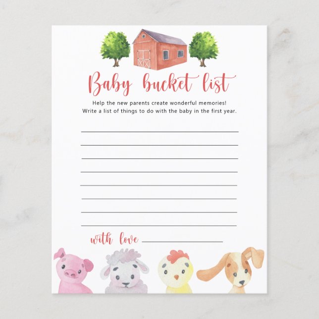 Farm - Baby bucket list (Front)