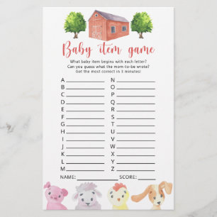 Farm - Baby Item Game. Baby Shower Game
