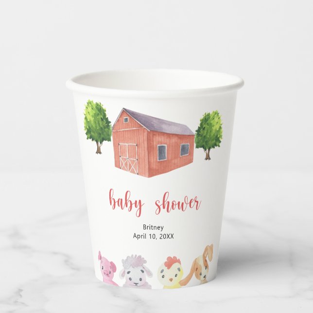 Farm baby shower - baby shower paper cups (Front)