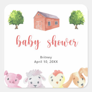 Farm baby shower - baby shower square sticker