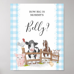Farm Baby Shower Guess How Big is Mummy's Belly Poster