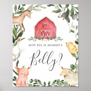 Farm Baby Shower Guess How Big is Mummy's Belly Poster