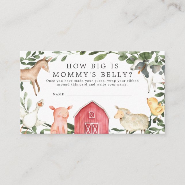 Farm Baby Shower How Big is Mummy's Belly Card (Front)