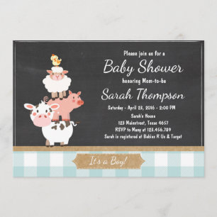 Farm Baby Shower invitation Country Baby Boy Blue