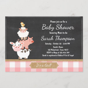 Farm Baby Shower invitation Country Baby Girl Pink
