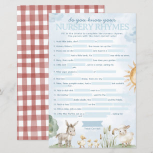 Farm Baby Shower Nursery Rhyme Game
