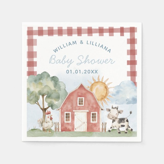 Farm Baby Shower Paper Napkins (Front)