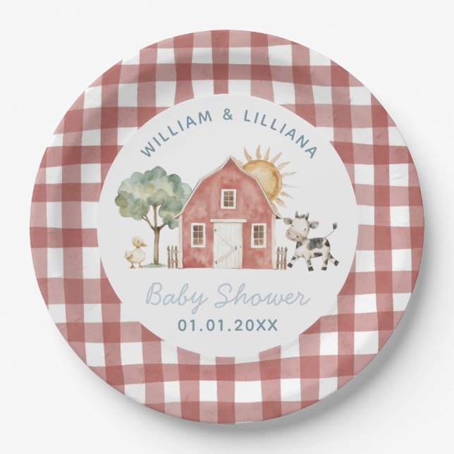 Farm Baby Shower Paper Plate (Front)