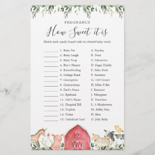 Farm Baby Shower Pregnancy How Sweet It Is Game