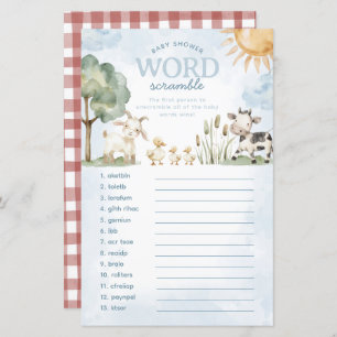 Farm Baby Shower Word Scramble Game