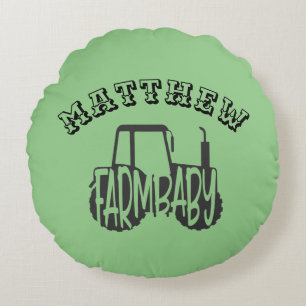 Farm Baby Tractor Word Art Personalised  Round Cushion