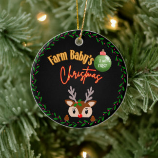 Farm Baby's First Christmas Ornament