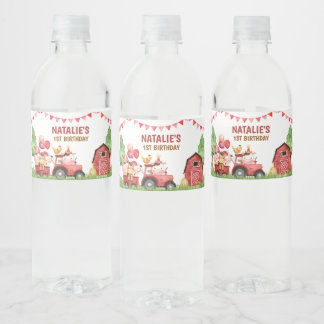 Farm, Barn Animals, Barnyard, Ranch Water Bottle Label