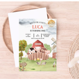 Farm Barn Animals Birthday Invitation