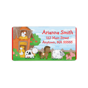 Farm Barn Animals Birthday Party Address Labels