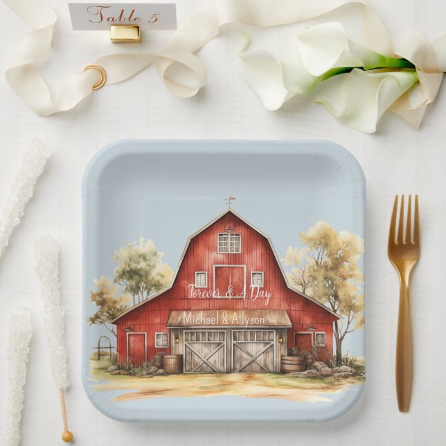 Farm Barn Animals Country Wedding Paper Plate (Wedding)