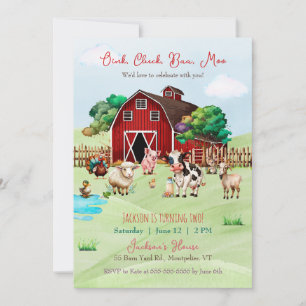 Farm Barn Animals Kid's Birthday Invitation