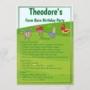 Farm Barn Birthday Party Menu