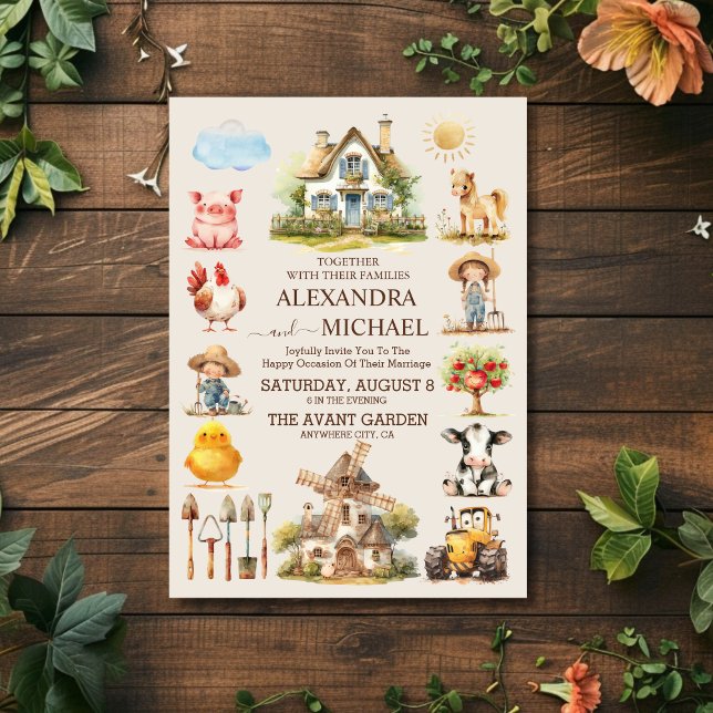 Farm Barn Fields Cottage Country Wedding Invitation (Creator Uploaded)