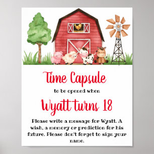 Farm Barnyard 1st Birthday Time Capsule Poster