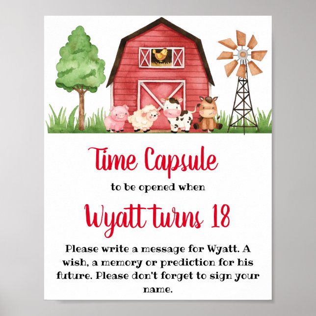 Farm Barnyard 1st Birthday Time Capsule Poster (Front)
