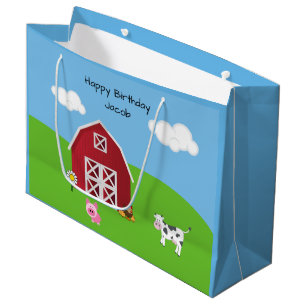 Farm Barnyard Animal Birthday Large Gift Bag