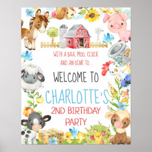 Farm Barnyard Animal Birthday Welcome Sign
