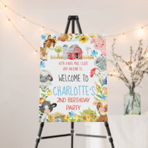Farm Barnyard Animal Birthday Welcome Sign