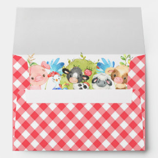 Farm Barnyard Animals 5x7 Card Invite Envelope