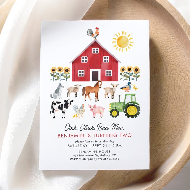 Farm Barnyard Animals Birthday Invitation (Creator Uploaded)