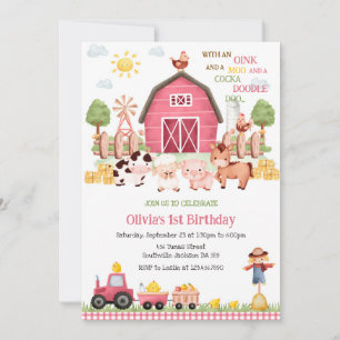 Farm Barnyard Animals Birthday Party Invitation