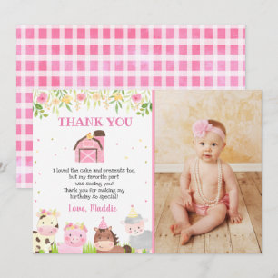 Farm Barnyard Animals Birthday Thank You Cards