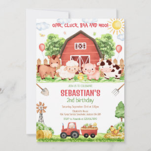 Farm Barnyard Animals Kids Birthday Invitation