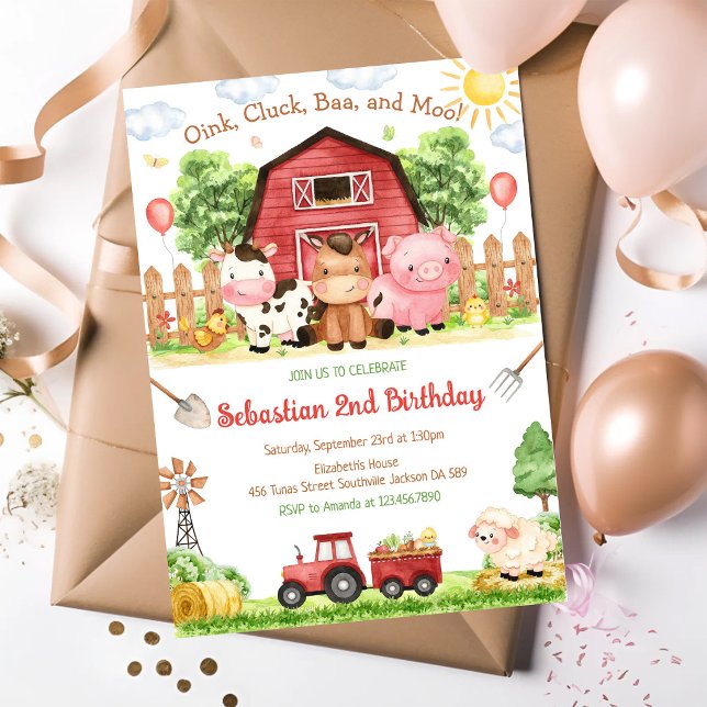 Farm Barnyard Animals Kids Birthday Invitation (Creator Uploaded)