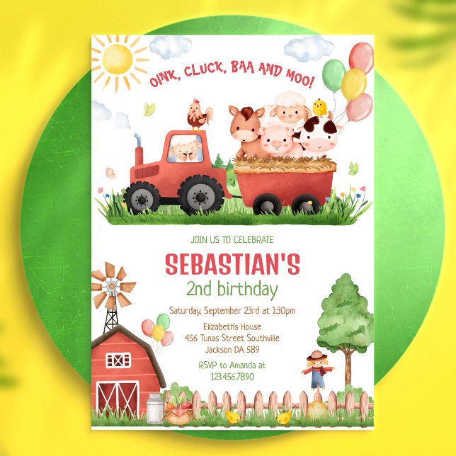 Farm Barnyard Animals Kids Birthday Invitation (Creator Uploaded)